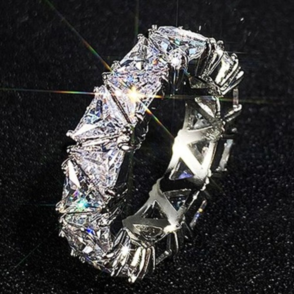 Trillion Cut Anniversary Band Ring - Picture 5 of 5